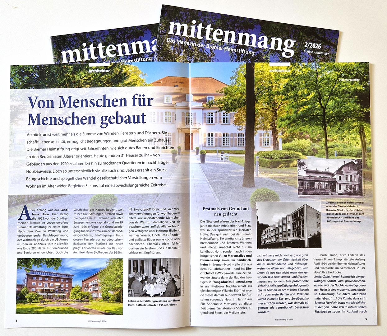 Doppelseite des Magazins mittenmang